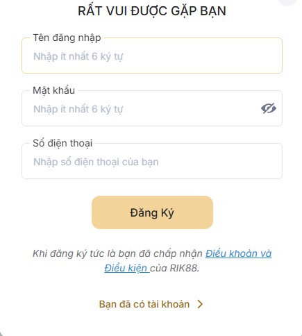 Hướng dẫn đăng ký tài khoản Rik88 nhanh chóng